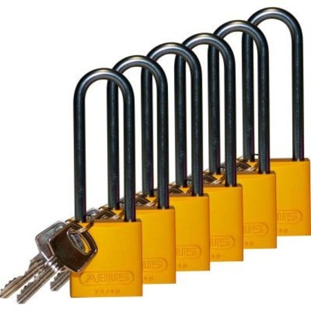 BRADY BradyÂ Aluminum Lockout Padlock, 3", Yellow, 6/Pack 123287